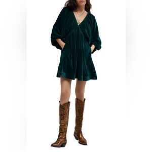Free People Portia Velvet Green Mini Dress XL